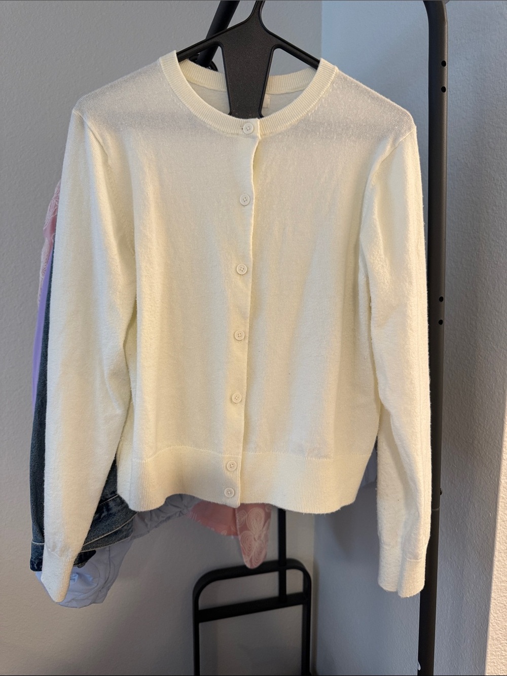 Women's Cream Button-Front Cardigan Sweater